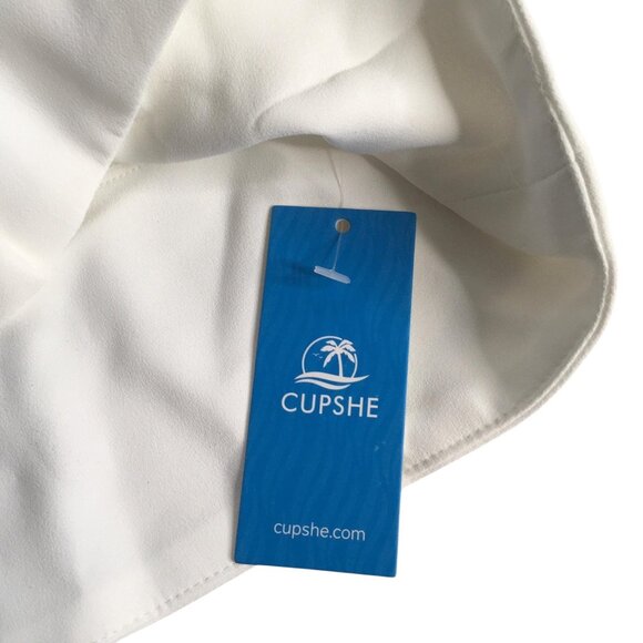 feminine  Babydoll Cropped Top Womens Sz L White Lace V Neck Angelcore dainty - Picture 5 of 16